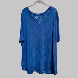 Lane Bryant Women’s Perfect Sleeve Tee Blue Paisley Stretch T Shirt Size 22/24